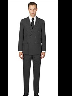 Men’s Double-Breasted Charcoal Suit
